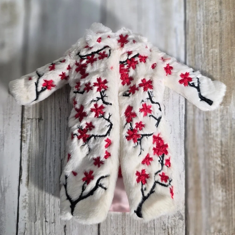 Rainbow Shadow High Rosie Redwood Doll Outfit Cherry Blossom Faux Fur Long Coat - Picture 4 of 9